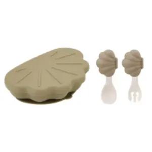 에.디.슨 이유식 흡착 식판 스푼포크 세트 조개 베이지