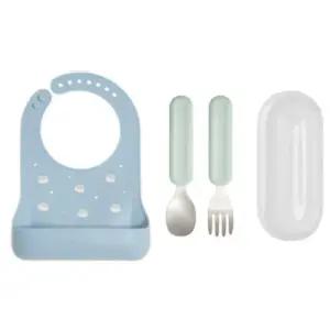 에.디.슨 유아 스푼포크 휴대용 케이스 실리콘 턱받이