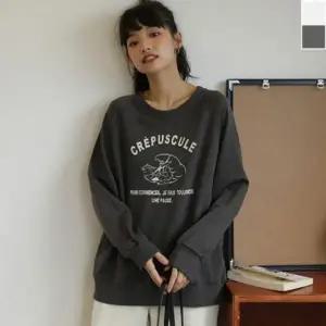 봄가을 긴팔 캐주얼 나그랑 티셔츠 레터링 프린트 맨투맨 데일리웨어 레터링 데일리 일상 봄가을 맨투맨