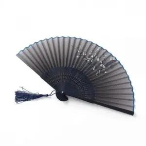 ( )매화꽃 접이식 대나무 부채(블루) 전통 손부채 여름