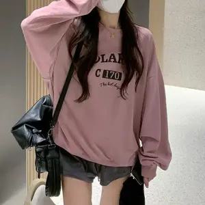 ( )여성 봄 가을 레터링 기모 맨투맨 여자 티셔츠 핑크 긴팔 맨투맨티 긴팔티 루즈핏 여성봄