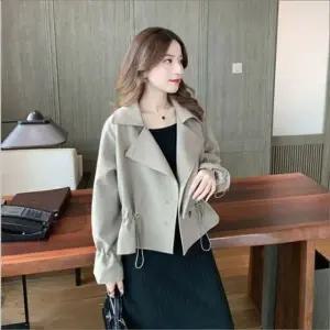 여성 봄 가을 숏 트렌치자켓 스트링 크롭기장 자켓 아우터 2색 숏자켓 봄아우터 봄자켓 트위드자켓