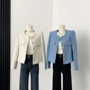 금장버튼 베이직 자켓 하객룩 봄자켓 봄 트위드 페미닌룩 아우터 여성 고급스러운 봄 자켓 금장 데이트룩