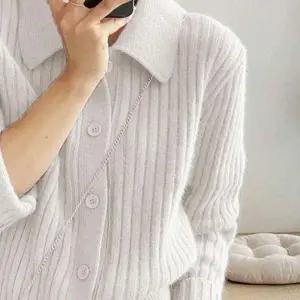 ( )골지 가디건 여성 여성가디건 봄가디건 봄 아이보리 니트 카라 가디건 두꺼운 여성 니트 봄