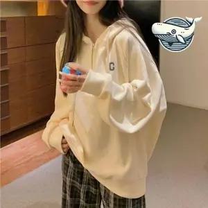 (색상 살구)여성 루즈핏 후드티 캐주얼 봄가을 여성 여자 점퍼 트레이닝 봄아우터 캐주얼 반 기본 봄옷 간