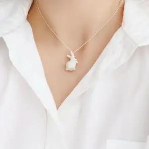 토끼장식 토끼 목걸이 은목걸이 도자기팬던트 다람쥐 미니어쳐