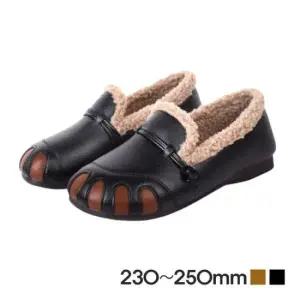 털고무신 깔끔한 디자인 겨울털신발 여성 방한화 가죽 털모카신