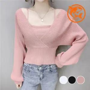 봄가을 미니 랩 나시 크롭 긴팔 티셔츠 스타일리시 캐주얼 컬러풀 데일리 룩