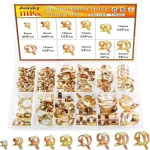 111pcs 622mm 스프링 밴드 호스 클램프 키트 연료 라인 물 클램프용 튜브 패스너 클립