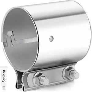 ZEHCLP 배기 클램프 버트 조인트 304 스테인리스 스틸 밴드 슬리브 커플 감속기25인치