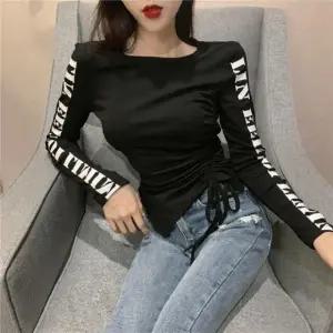 골지 티셔츠 여성 슬림핏 봄 이너 클럽 파티 골지티 티셔츠 봄