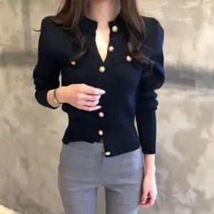 여성용 긴팔 니트 가디건 가을 봄 스웨터 블랙 화이트 티셔츠 가을 여성 티셔츠봄니트 스웨터 가디건 블랙