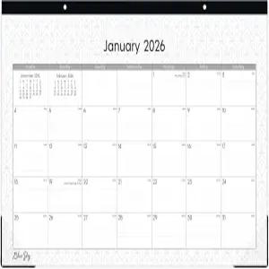 블루 스카이 2026 월간 책상 패드 캘린더 2026년 1월 - 12월 11인치 x 17인치 트림 테이프 바인딩 2홀 펀칭