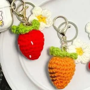 핸드메이드 뜨개 키링 도트 소형 열쇠