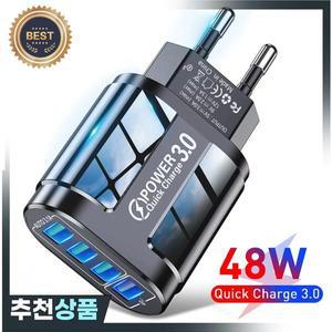 USB 충전기 고속 충전 3A 5V 퀵 차저 3.0 4포트 LED 라이트 폰 어댑터 EU US 플러그