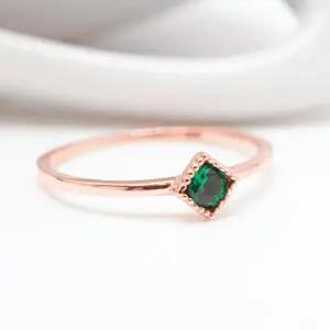 14k 그린큐 마름모 반지