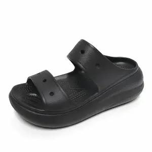 [보리보리/크록스 슈즈]크록스 크러쉬 통굽 키높이 웨지 슬리퍼 샌들 블랙 2