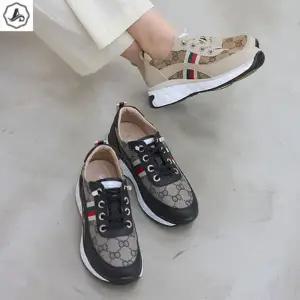 [애슬릿] 키높이 스니커즈 배색 라인 밴딩 가죽 운동화 5cm