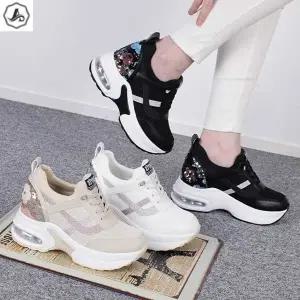 [애슬릿] 키높이 스니커즈 굽높은 소가죽 밴딩 운동화 8cm