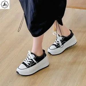 [애슬릿] 키높이 스니커즈 배색 레이스업 캔버스 운동화 5cm