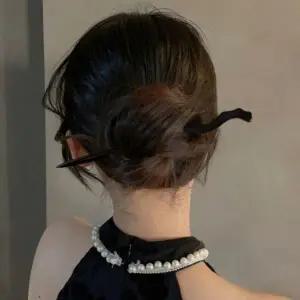 수공예 흑단나무 웨이브 헤어 비녀 올림머리 전통 한복 젓가락