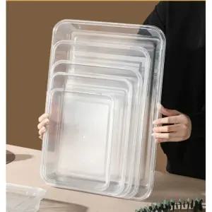 투명 아크릴쟁반 주방카페 디스플레이 음식 과일 플라스틱 업소용 사각형투명클립 작은 사이즈