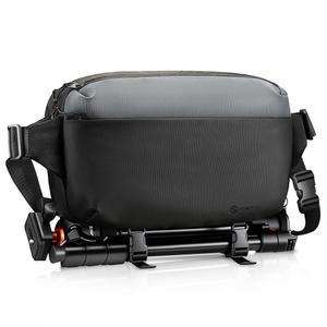 DSLR / SLR 미러리스, 방수 크로스바디 카메라 케이스, 캐논 R50 R100 소니 A6400 니콘 Z6 III 아마추어 사진작가용 핀티 슬링백, 블랙 + 그레이