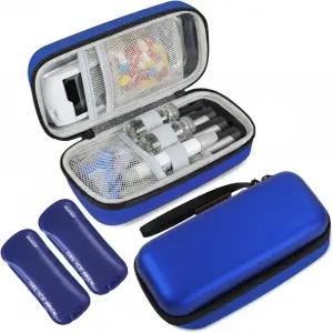 인슐린 쿨러 여행 케이스 휴대용 EVA 의약품 재사용 가능한 스팩 2개 포함 용품 특허 출원 중(파란색-온도