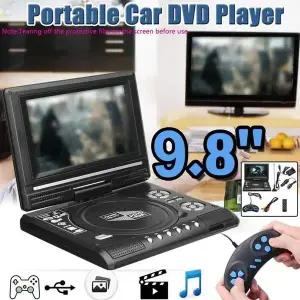 호환 휴대용 DVD 플레이어 TV 기능 내장 카드 리더 회전 화면 여행용 모바일 DVD 플레이어 9.8 인치