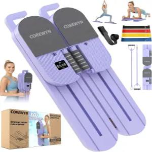 홈 운동을 위한 코어윈 포터블 필라테스 리포머 보드 - 저항 밴드 도어 앵커 및 운동 가이드와 함께하는