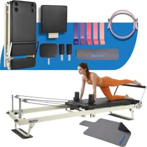 바이오코어 2ND 92세대 확장 필라테스 리포머 링 서클 및 헤드레스트가 장착된 접이식 머신 점프보드 듀얼