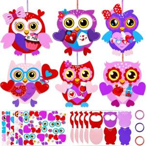 렌부주 30세트 발렌타인데이 공예 키트 - 활동 파티 용품용 DIY 올빼미 하트 아트 선물 세트