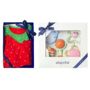 [갤러리아] (압소바출산,백일세트)트로이무소바디슈트(모자)+5종딸랑이세트(A13-10681SET)