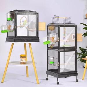 아크릴 투명 새장 고급 대형 앵무새 집 미나새용 비행장 문이 있는 코카투 서식지