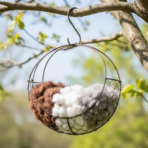 새둥지 재료 홀더 달 모양 화환 프레임 와이어 벌새 케이지 지지대 홈데코용