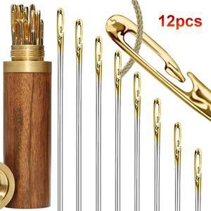 12/36/60/72개입 블라인드 니들 노인용 바늘-측면홀 손바느질용 스테인리스 스틸 바늘 DIY 의류