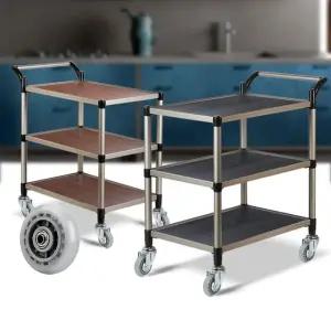 음식운반카트 대 3단 운반구이동 무소음바퀴 월넛우드