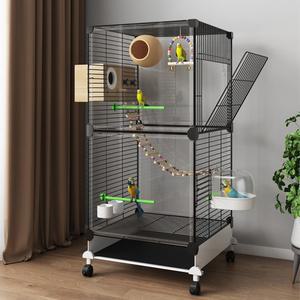 파노라마 앵무새 궁전 - 84cm 대형 비행 케이지 (탈부착 가능 새끼 사육장 포함)  및 미나 비육을 위한 넓