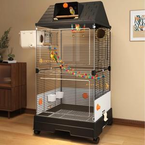 초대형  앵무새 케이지 - 썬코니어 및 코카티엘을 위한 무스프레이 디자인  탈착식 트레이와 놀이용 상단이