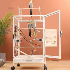 투명 새장 워터튀김 방지 앵무새 대형 버기 빌라 사육 케이지  야외 다리미 새 둥지  애완 동물 액세서리 A