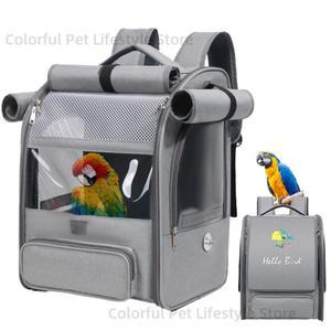 5조각 앵무새 배낭 여행 수송 새장 스테인레스 스틸 트레이 접이식 새  더블 어깨