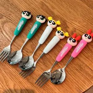 파워퍼프걸 스푼 포크 낱개 2P 어린이집 캐릭터 식사 수저 식탁