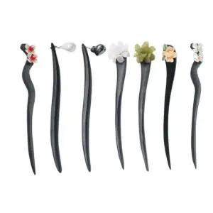 나무 재질 비녀 머리장식 혼주용 헤어핀 한복 올림머리 뒤꽂이