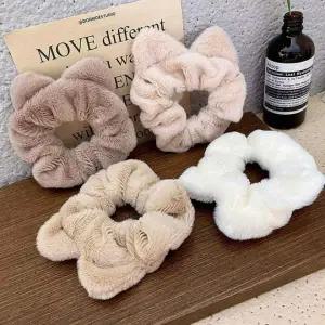 [골드스마일]여성용 겨울용 부드러운 헤어 스크런치 밴드 털 곱창 머리끈