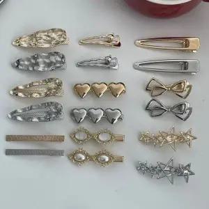 [골드스마일]메탈 골드 실버 헤어핀 앞머리 옆머리 하트 리본 별 나뭇잎 데일리