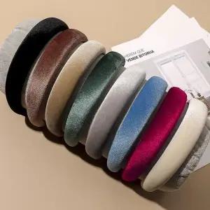 [골드스마일]와이드 벨벳 헤어밴드 여자용 두꺼운 머리띠 부드러운 벨벳