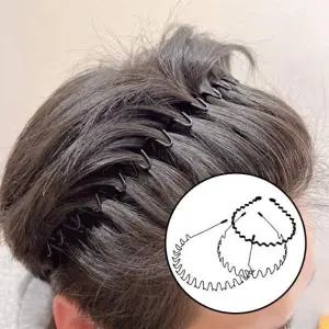 3p 남성용 헤어밴드 얇은 머리띠 고정용 스프링 철제 와이어 물결