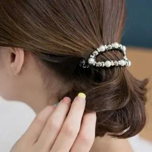 여성 반묶음 단발 진주 큐빅 헤어핀 머리 장식 머리끈 악세사리