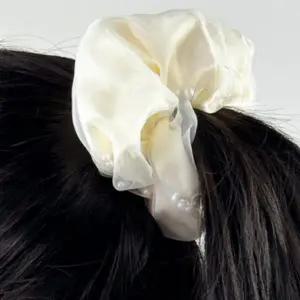 [골드스마일]진주 장식 오간자 쉬폰 헤어끈 곱창 머리끈 스크런치 우아한