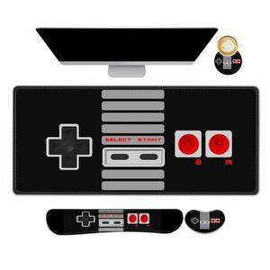 ARTSO 대형 게이밍 마우스 패드, 키보드 손목 받침대 패드 및 지지 세트, 스티치 에지, 확장형 미끄럼 방지 베이스, 메모리 폼 책상 매트, 블랙 게임 콘솔